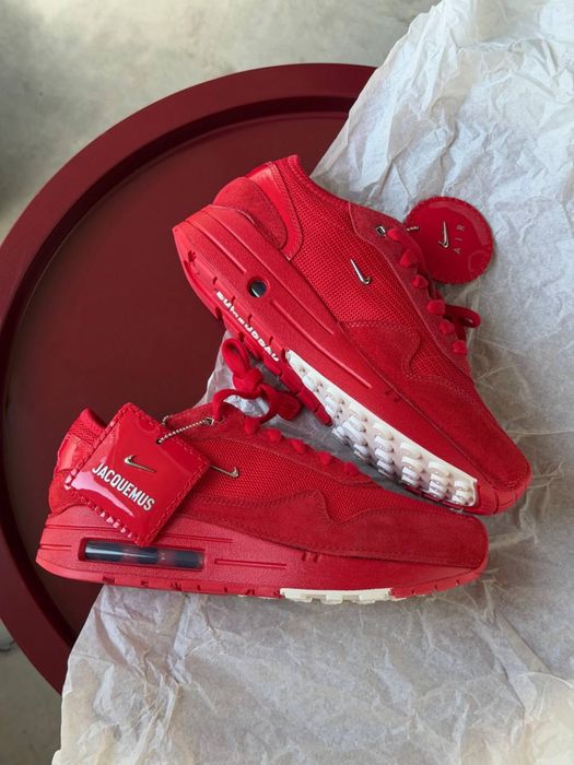 Оригинал Nike Air Max 1 ‘86 Jacquemus Mystic Red (HM6690 600) оригінальні жіночі кросівки найк в колобораціі жакмю