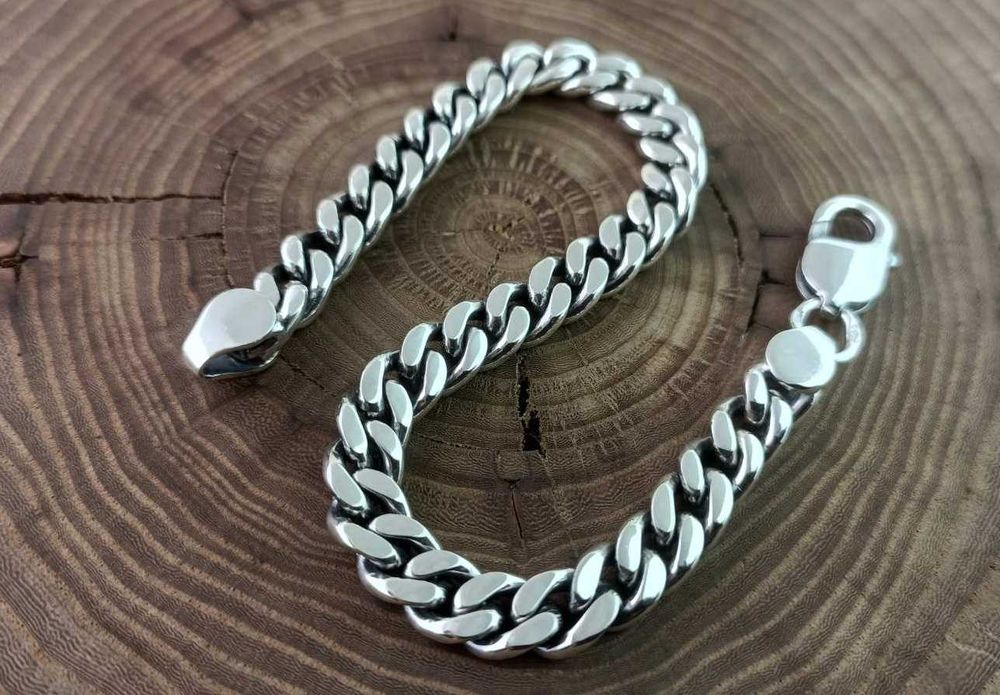 Серебряный браслет Панцирь, плетение Картье, Панцирное. Срібний.