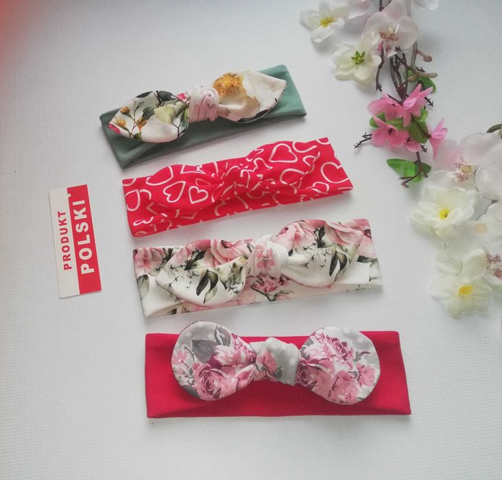 Opaski -- hand made -- niemowlęce -- z kokardką -- 6szt. + Gratis
