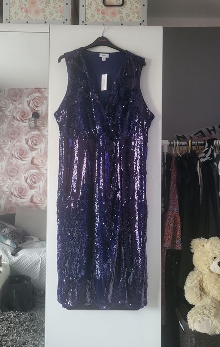 Cekinowa sukienka midii 52-54, Sylwester,  święta inne imprezy,  Coast