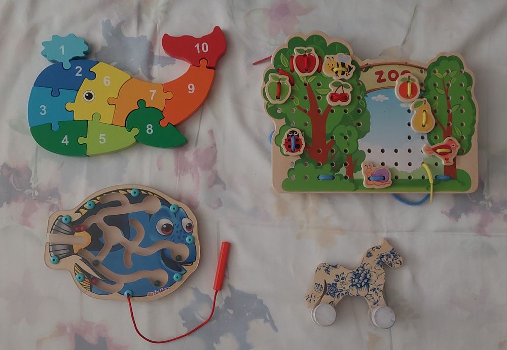Puzzle, wyszywanka, rybka, konik