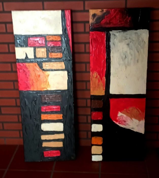 2 telas pintadas a mão ,cada uma 100cm x35