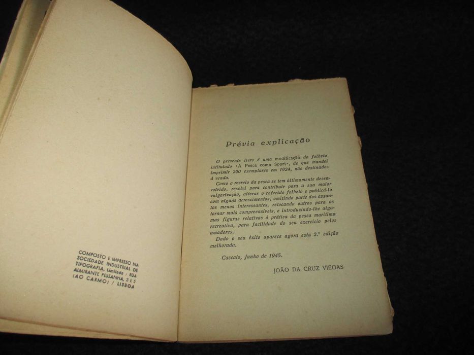 Livro Pesca Marítima Desportiva João da Cruz Viegas 1945
