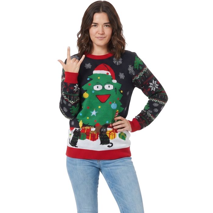 Sweter Świąteczny LED Dzianinowy Unisex XL Czarny