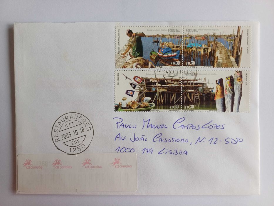 Filatelia - Emissão conjunta Portugal – Hong Kong, Envelope registado