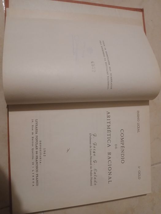 Compêndio de aritmética racional. Jorge Calado. 1962