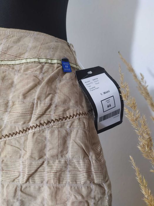 Wahl Beżowa spódnica w kratkę Patchwork Rozkloszowana 44 XXL