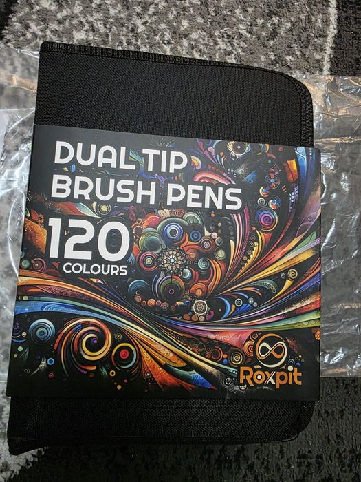 Zestaw 120 Pisaków Pędzelkowych Roxpit Dual Tip – Nowy! + Akcesoria