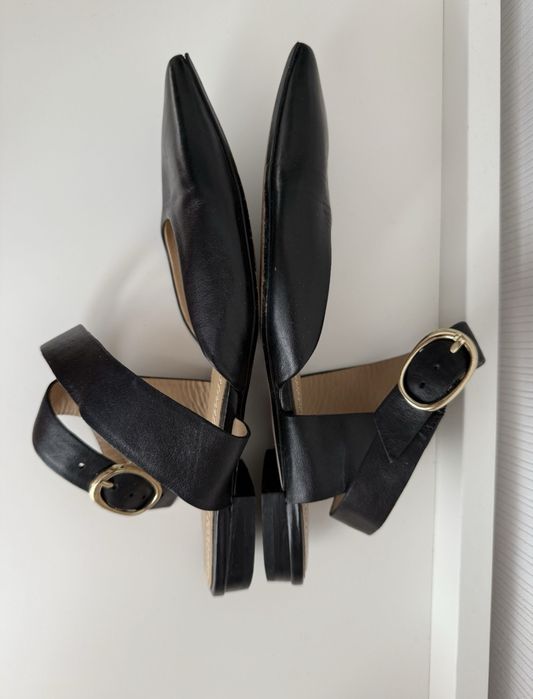 Чорні шкіряні жіночі туфлі на низькому ходу Maje слінгбеки Maje