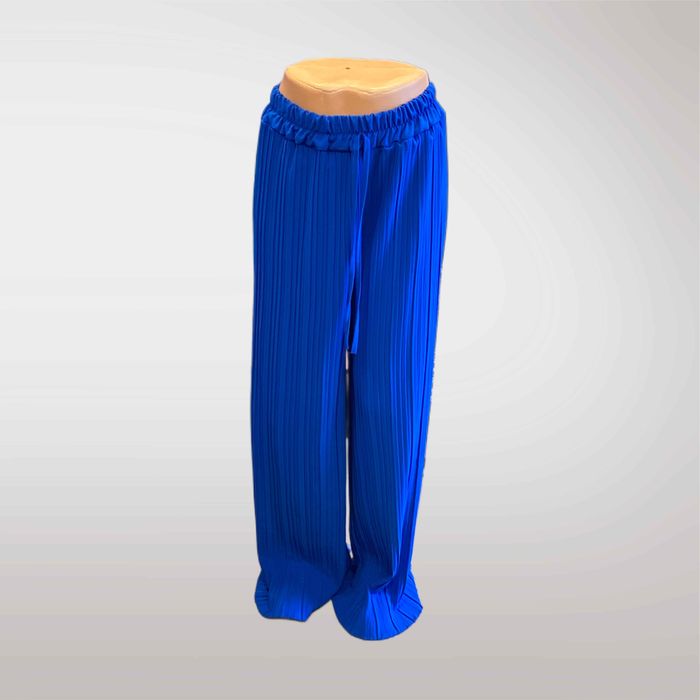 Spodnie Plisowane Szerokie Elastyczne Niebieski
