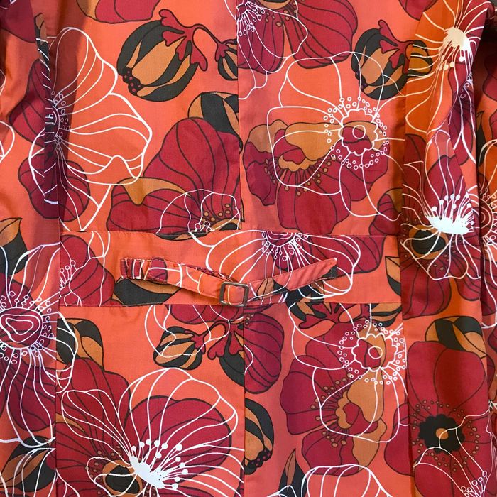 płaszcz fransa krótki cienki pomarańcz kwiaty 38