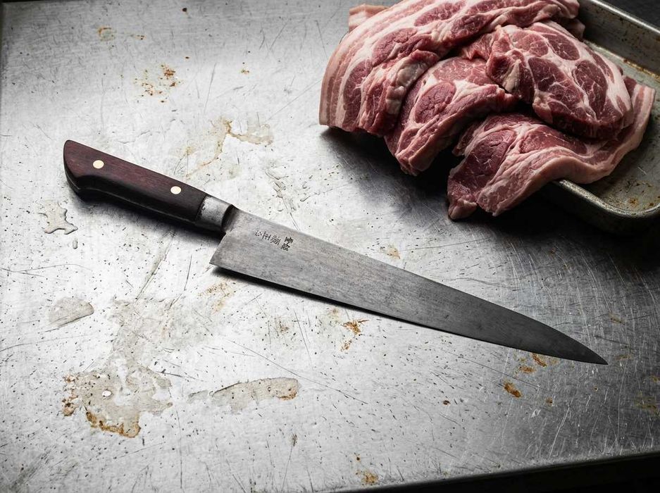 Japoński Nóż Szefa Kuchni Gyuto Minamoto Masafune MAMMOS 250mm Stal Węglowa Vintage