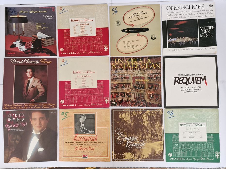 Discos vários de vinil antigos.