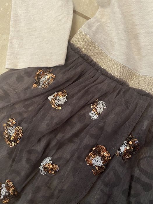 Desigual bawełniana sukienka z tiulem na dziewczynkę 10-11 lat, cekiny