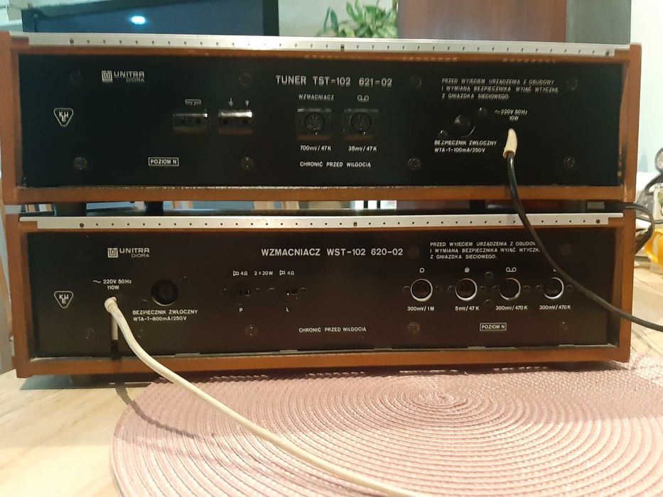 Wieża UNITRA DIORA KLEOPATRA po przeglądzie serwis Tuner TST-102 Radio FM przestrojone Wzmacniacz WST-102 PRL Antyk Kolumny Głośniki Białystok