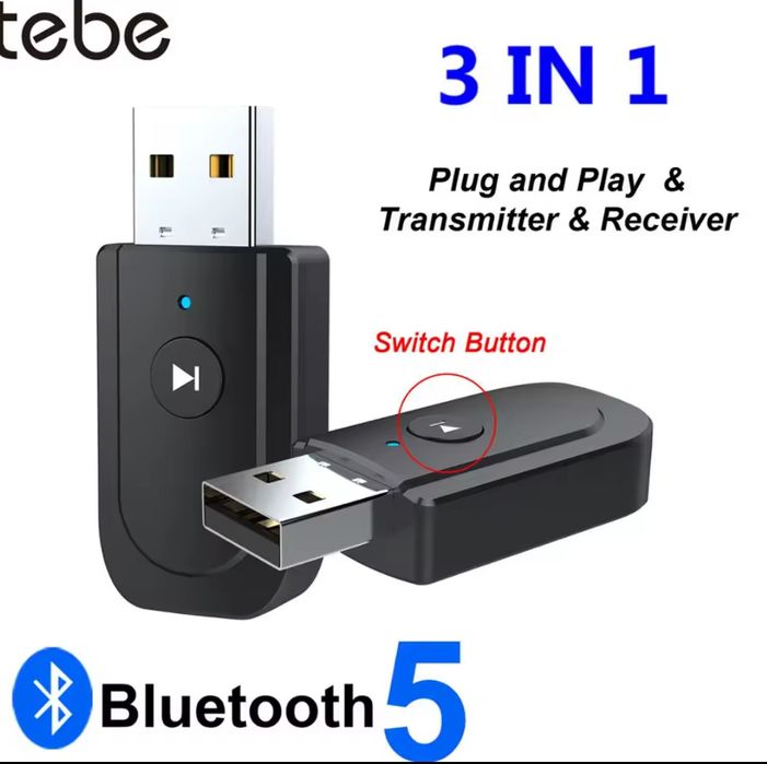 USB Bluetooth 5.0 Adapter 3 в 1 Bluetooth Transmitter Receiver