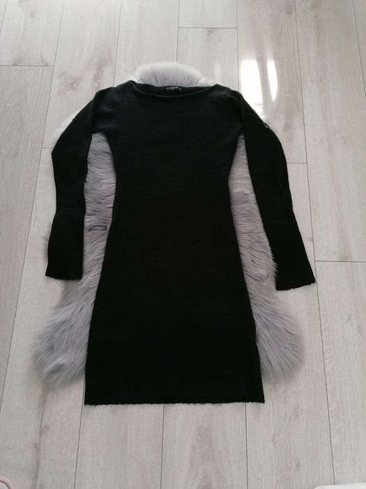 Długi czarny swetr sukienka rozmiar U