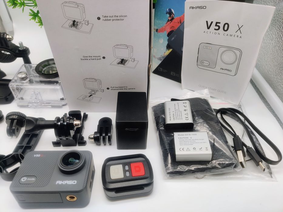 Akaso V50X + 2 батареї + кріплення єкшн камера гоу про фото відео 4K