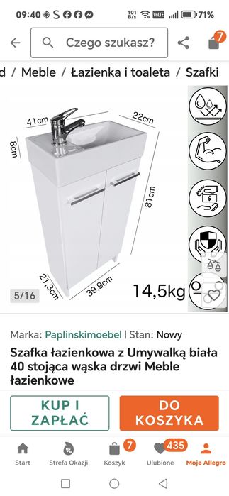 Rezerwacja Szafka z umywalką 40