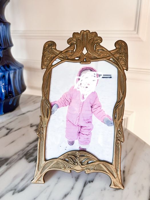 Przedwojenna ramka z brązu brąz Vintage art Deco secesja mosiądz