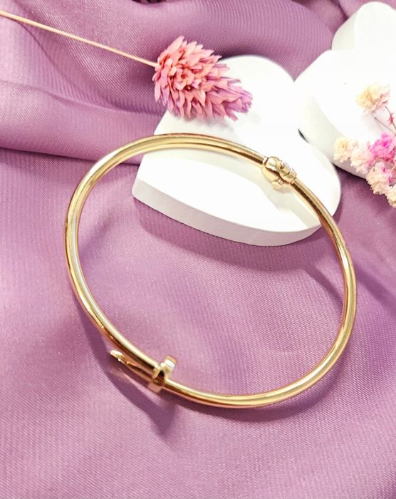 Złota bransoletka. Gwóźdź. Bangle. Sztywna. Próba 585