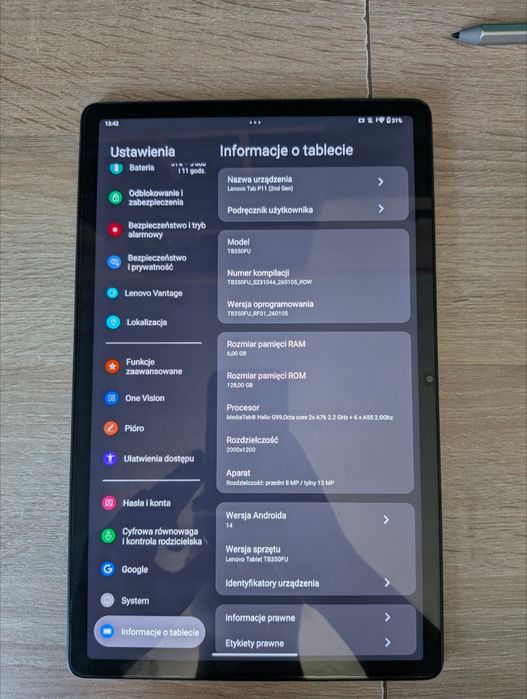Lenovo Tab P11 Gen 2 (6/128GB) + Rysik Precision Pen 2 + Etui + Szkło