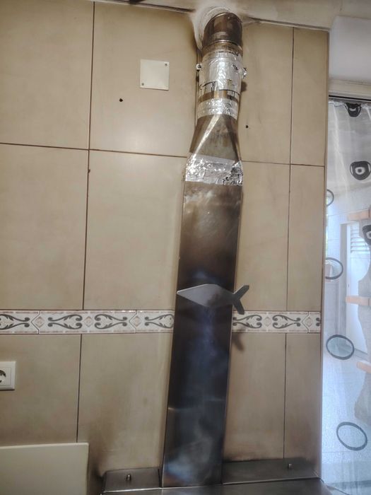 Fogão de lenha, em inox