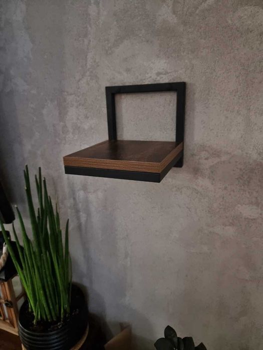 Wiszący Kwietnik Półka na Ścianę Loft postarzany dąb Metalowy Mały