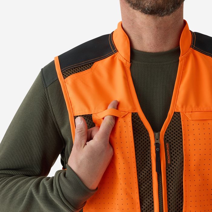 Colete Respirável de Caça Homem 520 Laranja Néon