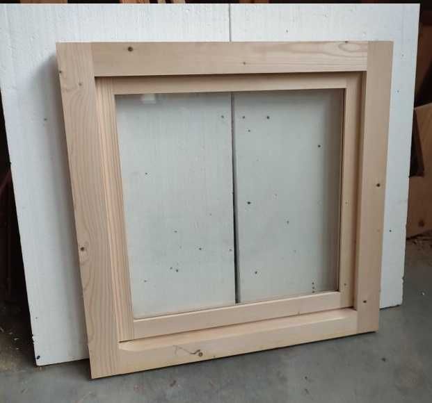 okno drewniane, 2-szybowe , nowe , 75x75 cm , wyprzedaż