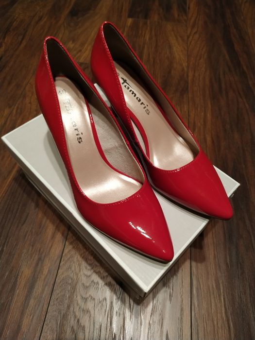 Tamaris szpilki czerwone 40 lakierowane