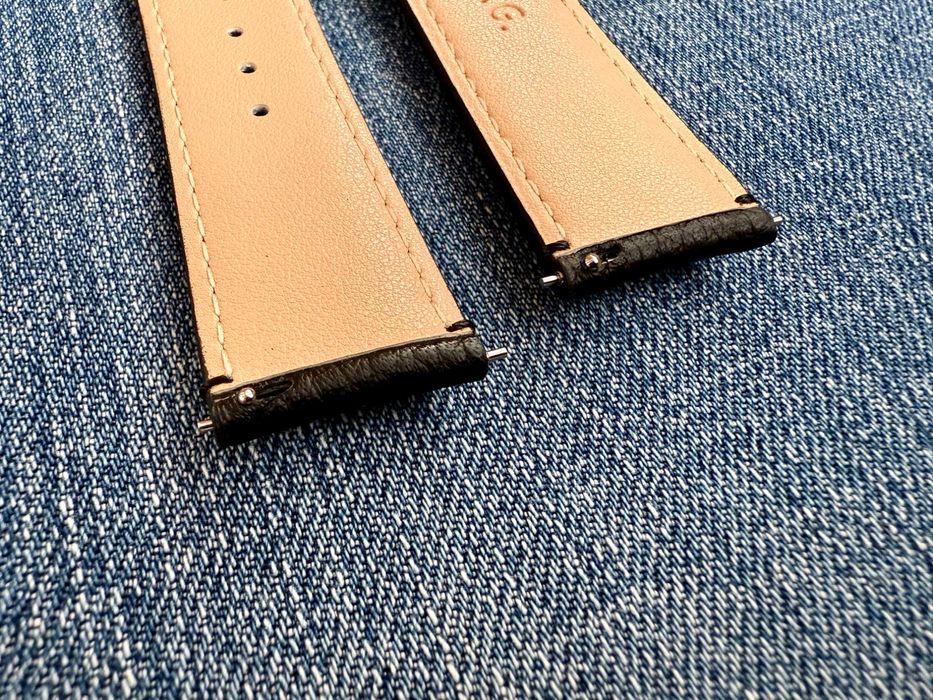 Черный кожаный ремешок для часов 21 мм