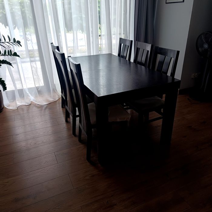 Stół 160 na 90 rozkładany o plus 60 cm , wys  76 cm , kolor venge