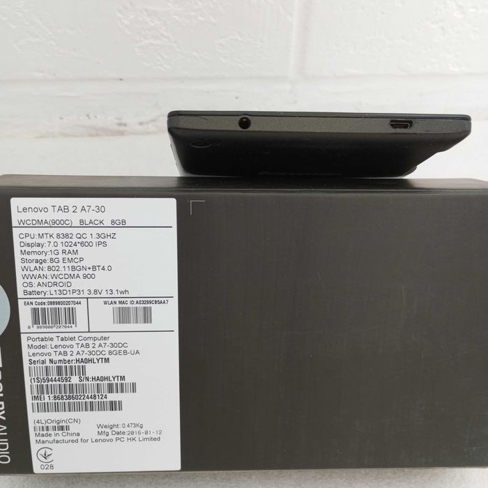 Планшет Lenovo TAB 2 A7-30DC полностью в рабочем состоянии