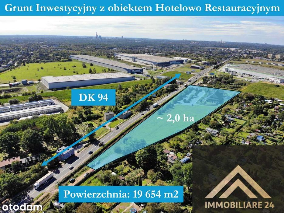 Grunt inwestycyjny 2ha z obiektem hotelowo-restauracyjnym S1/DK94