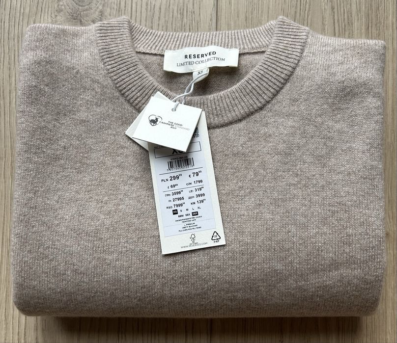 Sweter kaszmir, wełna Reserved rozmiar Xs