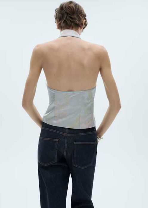 Top acetinado com laços (Mango)