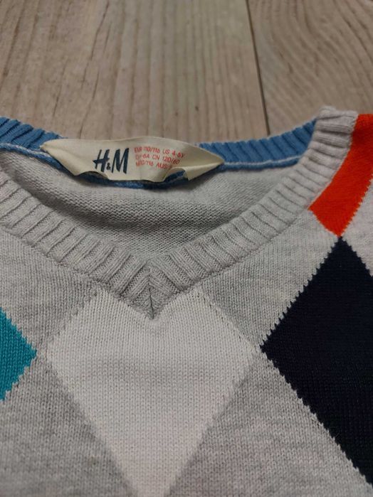 Sweter H&M w romby elegancki 110 126