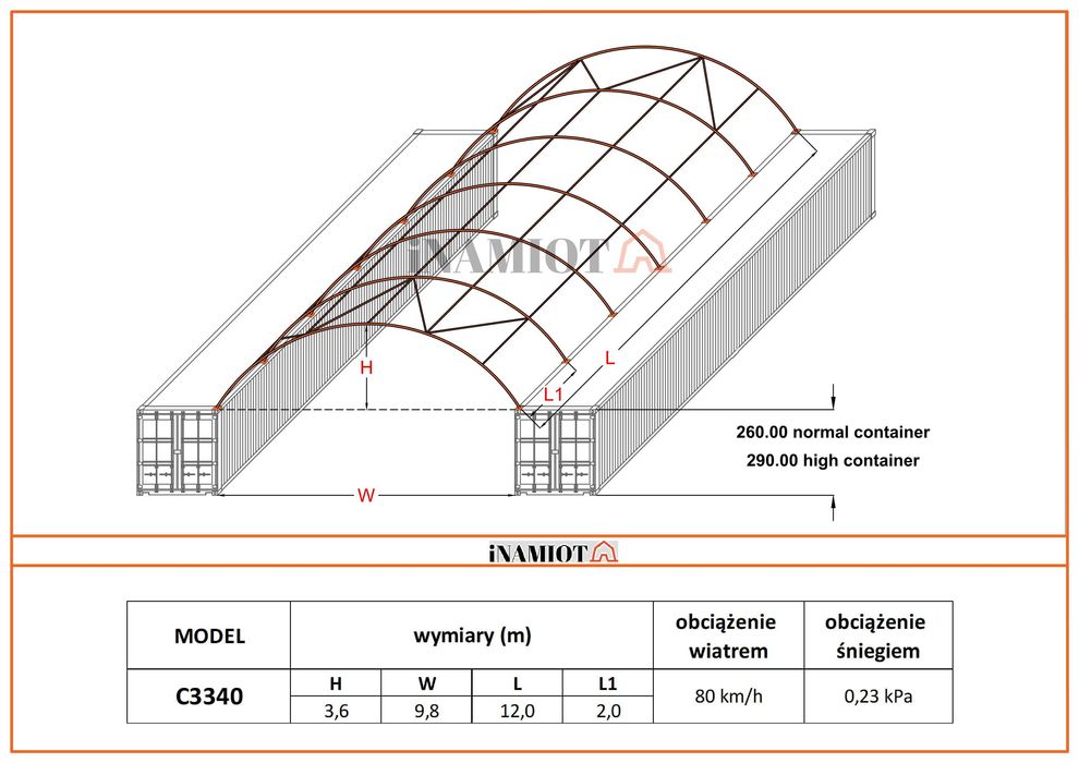 Zadaszenie kontenerowe 10x12 m namiot budowlany kontenery wiata hala