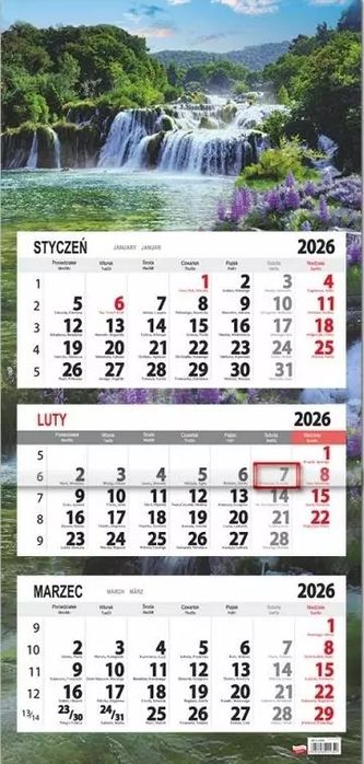 Kalendarz 2026 trójdzielny płaska główka Łubin. SAPT