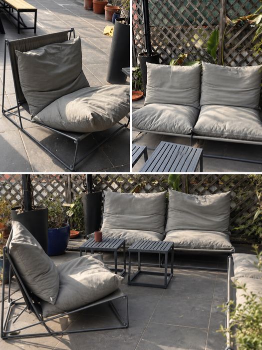 Sofá de 2 lugares + poltrona de 1 lugar SKLUM Amaro – Cinza