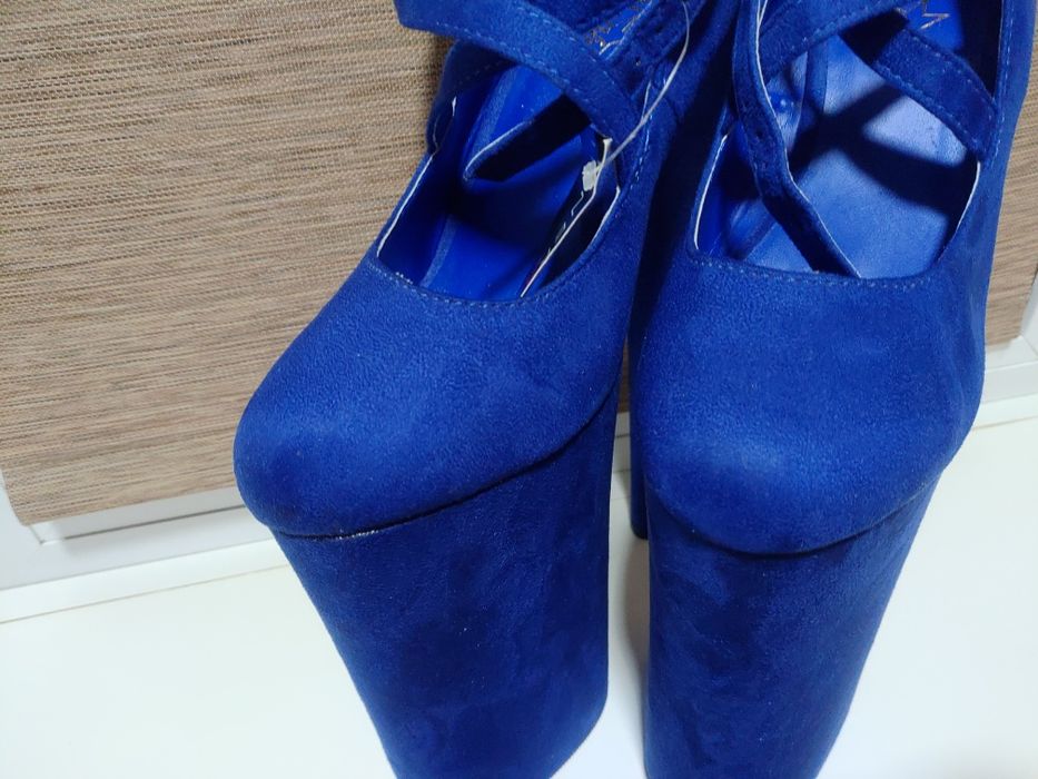 Босоножки туфли стрипы пятёрки синие Pleaser 38 новые