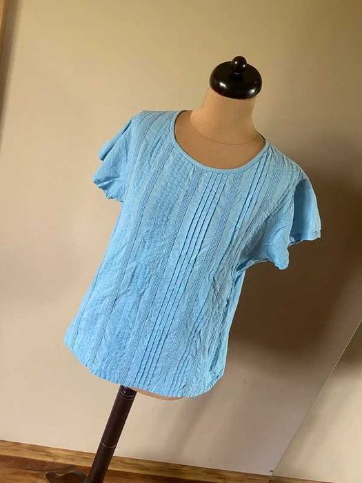 Xxl 44 46 bluzka thsirt haft bawelna cotton blue baby blue jasno niebieski