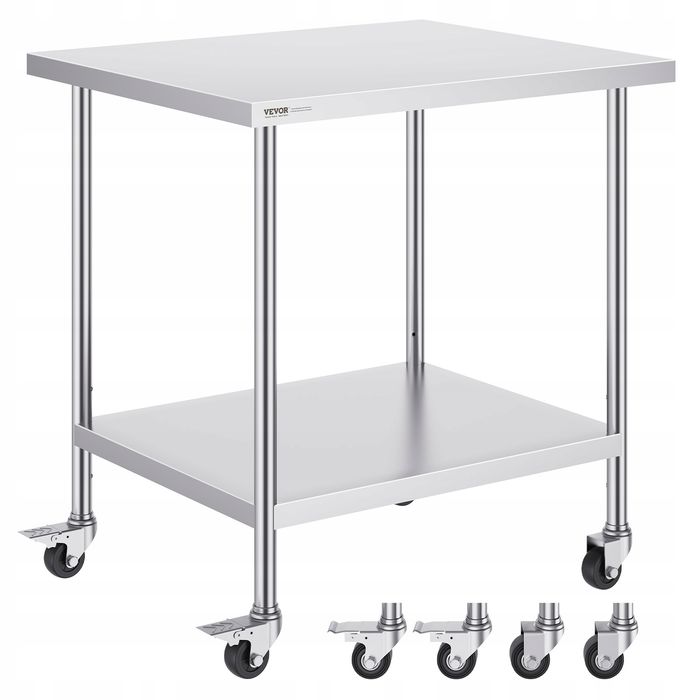 VEVOR stół roboczy ze stali nierdzewnej 30X18X38CM 4 kółka regulacja