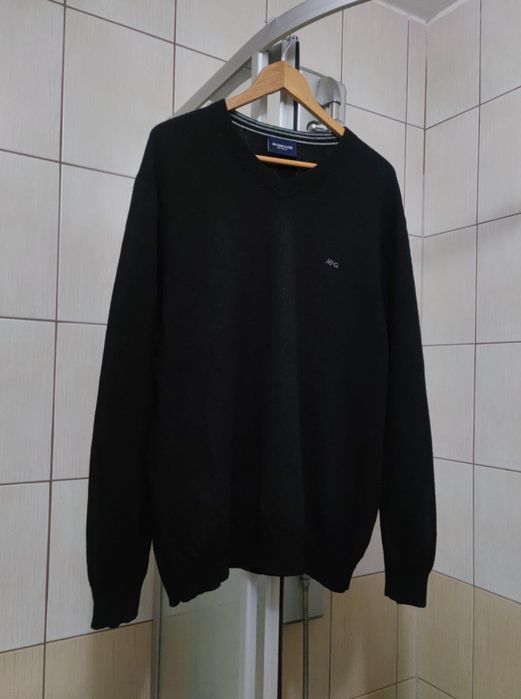 Sweter klasyczny McGregor XL męski czarny ciemny black wełna wełniany