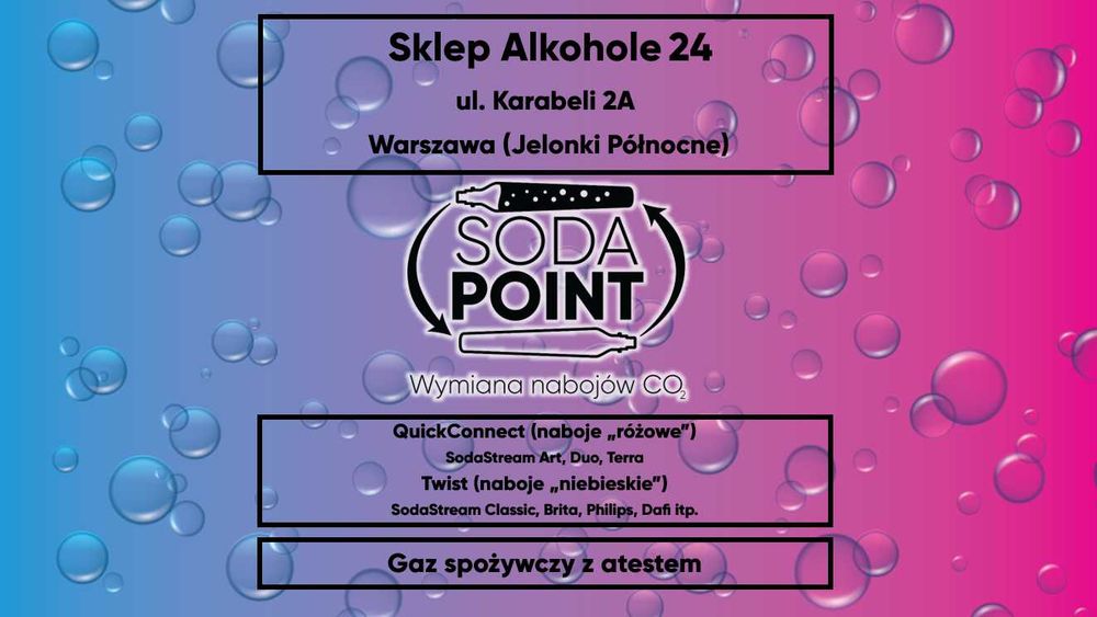 Sodastream W-wa (Jelonki Płn.), ul. Karabeli 2A Wymiana nabojów CO2