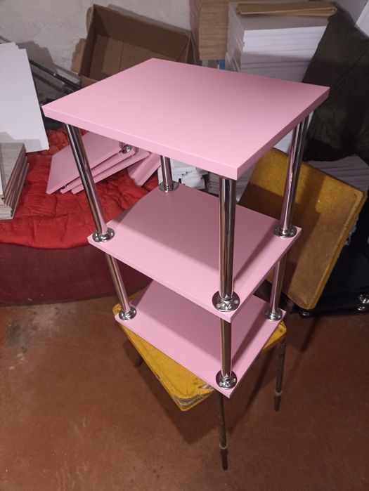 Тележка косметолога, этажерка парикмахера розовая