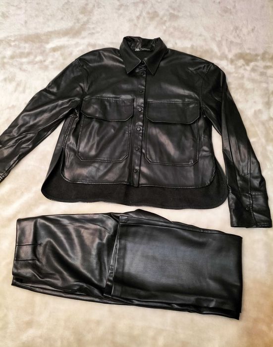 Calças e casaco/blusa Zara, em imitação de pele