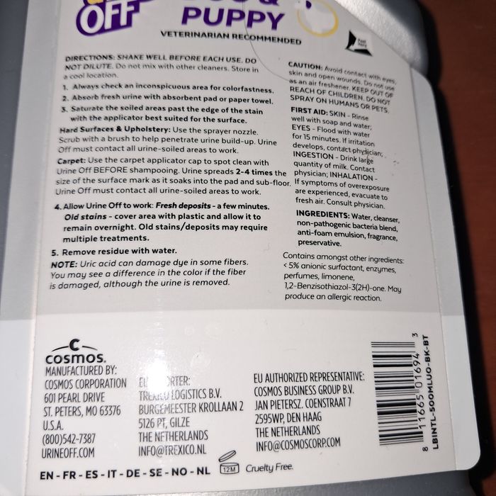 Spray de limpeza para treino de cães