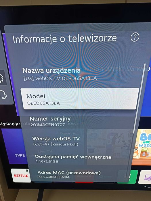 LG OLED 65  4K webOS, Dolby Vision , Smart TV